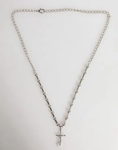 Dolce & Gabbana Silver Tone Brass Chain Religious Cross Pendant Necklace