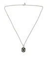 DOLCE & GABBANA SILVER TONE BRASS CHAIN TAG BEAD CROWN PENDANT NECKLACE