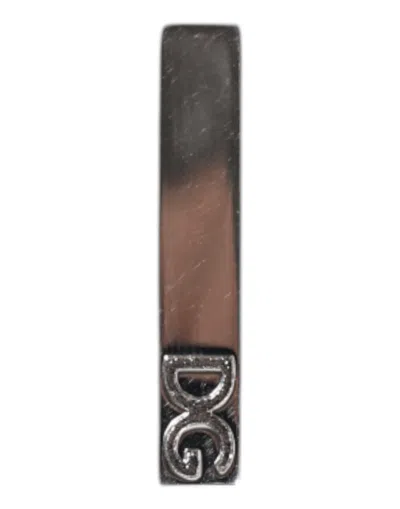 Dolce & Gabbana Silver Tone Brass Logo Branded Tie Clip Bar