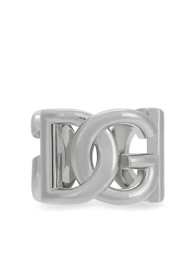 Dolce & Gabbana Silver-tone Chunky Logo Ring