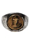 Dolce & Gabbana Silver Tone Engraved Two Color Real Brass Ring In Silver