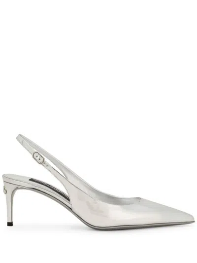 DOLCE & GABBANA DOLCE & GABBANA SILVER-TONE SLINGBACK SHOE
