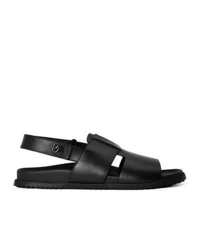 Dolce & Gabbana Simple Flat Sandals In Black