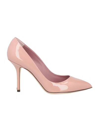 Dolce & Gabbana Simple Glossy Leather Shoes In Pink