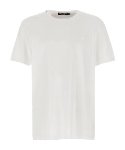 DOLCE & GABBANA DOLCE  GABBANA LOGO EMBROIDERED CREWNECK T-SHIRT