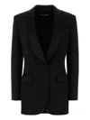 Dolce & Gabbana Black Stretch Wool Blend Blazer In Black
