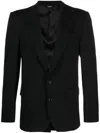Dolce & Gabbana Men Black Stretch Wool Sicilia Tuxedo Blazer In Black