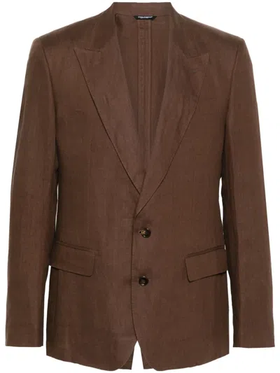 Dolce & Gabbana Single-breasted Blazer In Brown