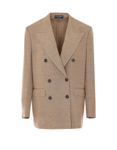 Dolce & Gabbana Single Breasted Blazer In Brown