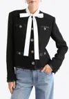 Dolce & Gabbana Jeweled Button Boucle Jacket In Black