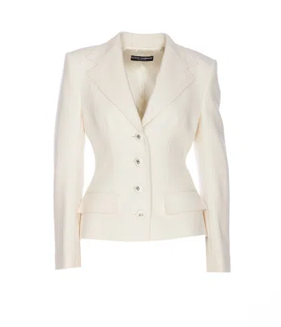 Dolce & Gabbana Single Breasted Button Jacket In Bianco