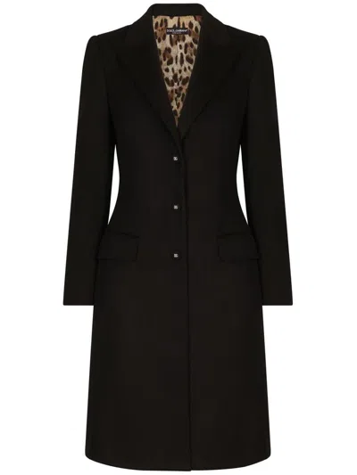 Dolce & Gabbana Single-breasted Button-up Coat In Black