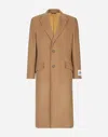 Dolce & Gabbana Single-breasted Camel Wool Coat In Pale Pink