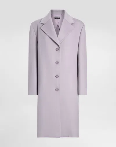 Dolce & Gabbana Single-breasted Cashmere Baize Coat In Lilac