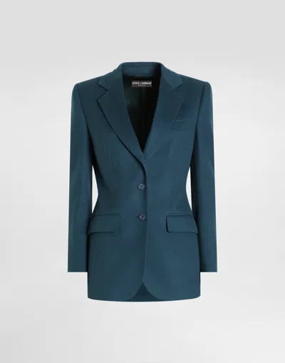 Dolce & Gabbana Single-breasted Cashmere Jacket In Blue