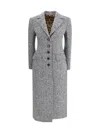 Dolce & Gabbana Women Single-breasted Chevron Coat In Gray