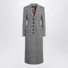 Dolce & Gabbana Herringbone Long Length Notched Lapels Coat In Gray