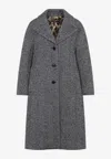 Dolce & Gabbana Herringbone Pattern Coat Long Sleeves In Gray