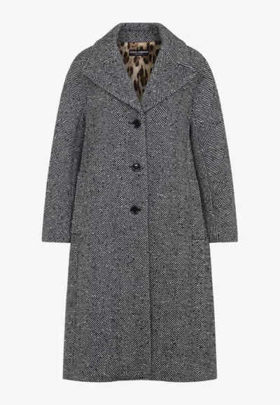 DOLCE & GABBANA SINGLE-BREASTED CHEVRON COAT