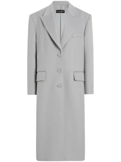 Dolce & Gabbana Oversize Single-breasted Cashmere Baize Coat In Grey