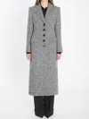 Dolce & Gabbana Chevron Pattern Single-breasted Wool Coat In Gray