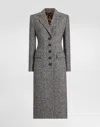Dolce & Gabbana Single-breasted Coat In Wool Chevron In Multi