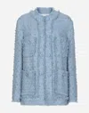 Dolce & Gabbana Light Blue Single-breasted Jacket With Logo Detail On Buttons In Cotton Blend Woman In Purple