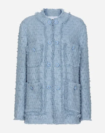 DOLCE & GABBANA SINGLE-BREASTED COTTON RUSH-STITCH JACKET