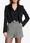 Dolce & Gabbana Single-breasted Cropped Tuxedo Blazer In Black