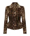 Dolce & Gabbana Single-breasted Double Crepe Jacket With Leopard Print In Multi-color