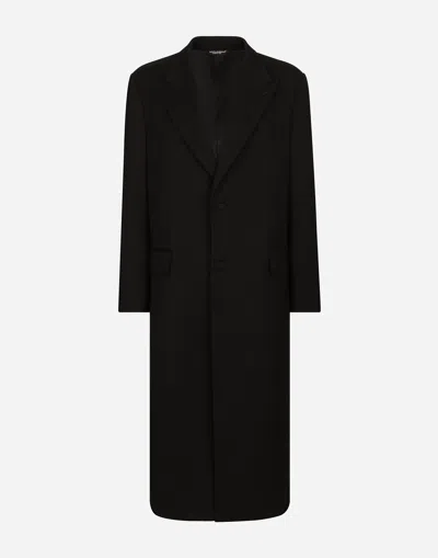DOLCE & GABBANA SINGLE-BREASTED DOUBLE-FACE STRETCH WOOL COAT