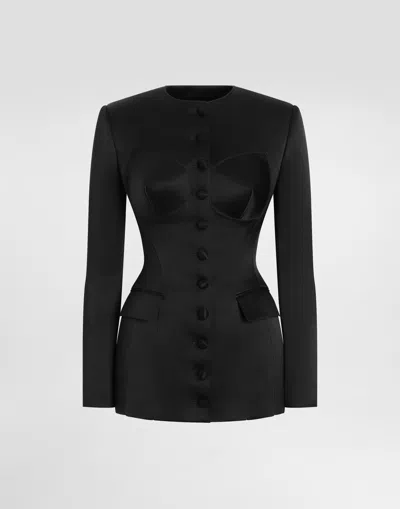 DOLCE & GABBANA SINGLE-BREASTED DUCHESS JACKET WITH CONICAL CUPS
