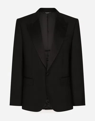 Dolce & Gabbana Single-breasted Flannel Taormina-fit Jacket In Black