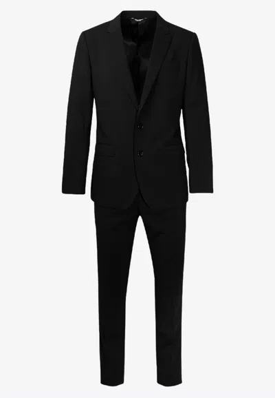 Dolce & Gabbana Single-breasted Fleece Wool Suit Set In Black