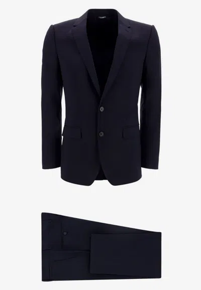 Dolce & Gabbana Single-breasted Fleece Wool Suit Set In Blue