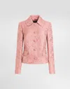 Dolce & Gabbana Single-breasted Floral Quilted Jacquard Gabbana Jacket In Pink