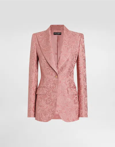 DOLCE & GABBANA SINGLE-BREASTED FLORAL QUILTED JACQUARD TURLINGTON JACKET