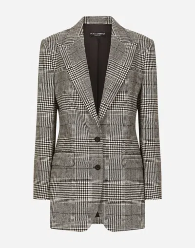 Dolce & Gabbana Single-breasted Glen Plaid Jacket In Multicolor