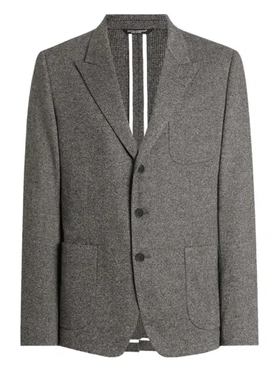 Dolce & Gabbana Single-breasted Herringbone Blazer In Gray