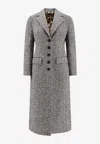 Dolce & Gabbana Herringbone Long Length Notched Lapels Coat In Gray