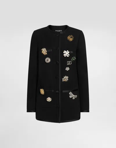 Dolce & Gabbana Single-breasted Jacket In Double Crêpe In Black