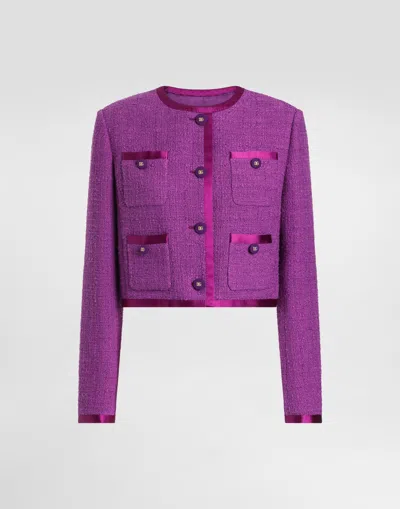 Dolce & Gabbana Single-breasted Jacket In Rachel Tweed In Purple