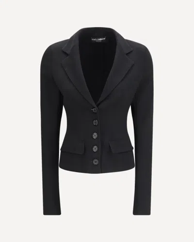Dolce & Gabbana Single-breasted Jacket In Stretch Wool Canvas In Black