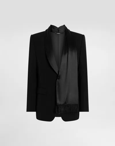 Dolce & Gabbana Single-breasted Jacket Inwool Gabardine In Black