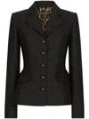 Dolce & Gabbana Black Logo Jacquard Single-breasted Blazer In Nero