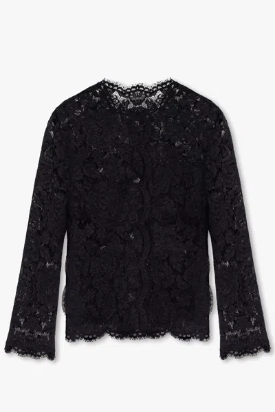 Dolce & Gabbana Single-breasted Lace Jacket In Black