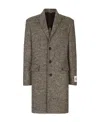 Dolce & Gabbana Single-breasted Melange Diagonal-weave Wool Coat In Green