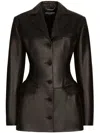 Dolce & Gabbana Single-breasted Leather Blazer In Black