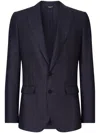Dolce & Gabbana Single-breasted Linen-blend Blazer In Blue