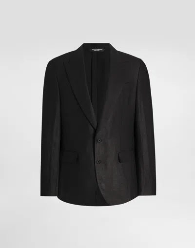 DOLCE & GABBANA SINGLE-BREASTED LINEN FABRIC JACKET